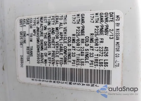 2013 Nissan Rogue Sv из США, поврежденный, VIN JN8AS5MV3DW635609